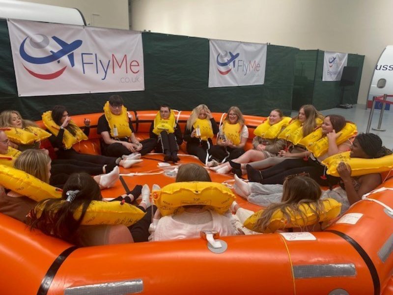 Selby College’s Travel & Tourism students practice emergency evacuation at FlyMe, Barnsley